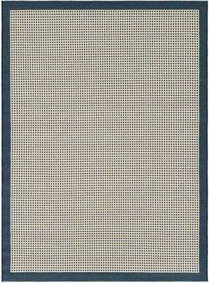 Navy Blue 5' 1 x 7' 1 Outdoor Border Rectangle Area Rug Weather Resistant for Patio, Deck, Terrace, Balcony, Porch 100% Polypropylene Classic Bordered Carpet for Sale at Rug Engine