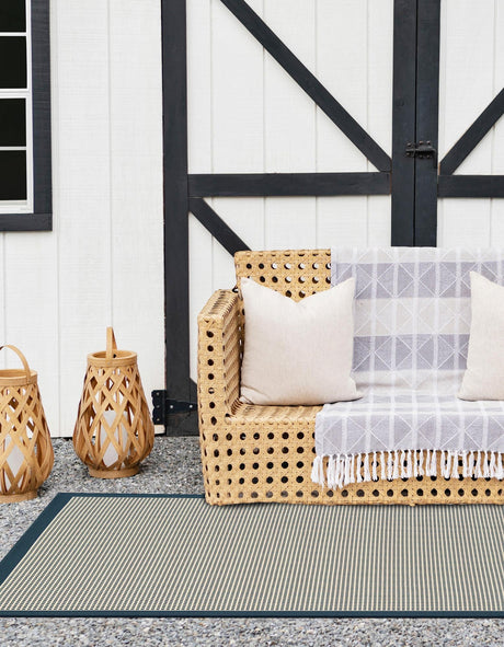 Navy Blue 9' x 12' Outdoor Border Rectangle Area Rug Weather Resistant for Patio, Deck, Terrace, Balcony, Porch 100% Polypropylene Classic Bordered Carpet for Sale at Rug Engine