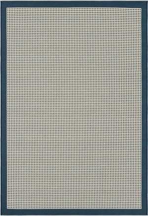 Navy Blue 5' 1 x 8' Outdoor Border Rectangle Area Rug Weather Resistant for Patio, Deck, Terrace, Balcony, Porch 100% Polypropylene Classic Bordered Carpet for Sale at Rug Engine