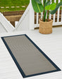 Navy Blue 2' x 8' Outdoor Border Runner Area Rug Weather Resistant for Patio, Deck, Terrace, Balcony, Porch 100% Polypropylene Classic Bordered Carpet for Sale at Rug Engine