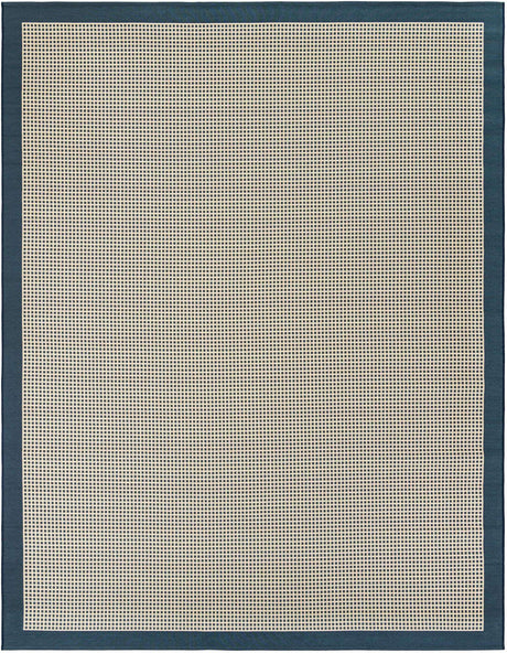 Navy Blue 8' x 10' Outdoor Border Rectangle Rug