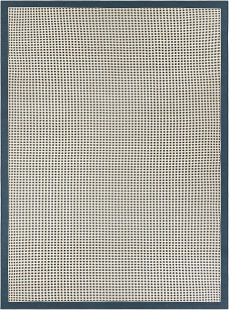 Navy Blue 9' x 12' Outdoor Border Rectangle Rug