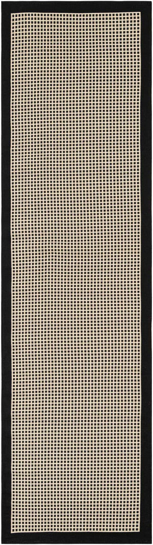 Black 2' 7 x 10' Outdoor Border Runner Area Rug Weather Resistant for Patio, Deck, Terrace, Balcony, Porch