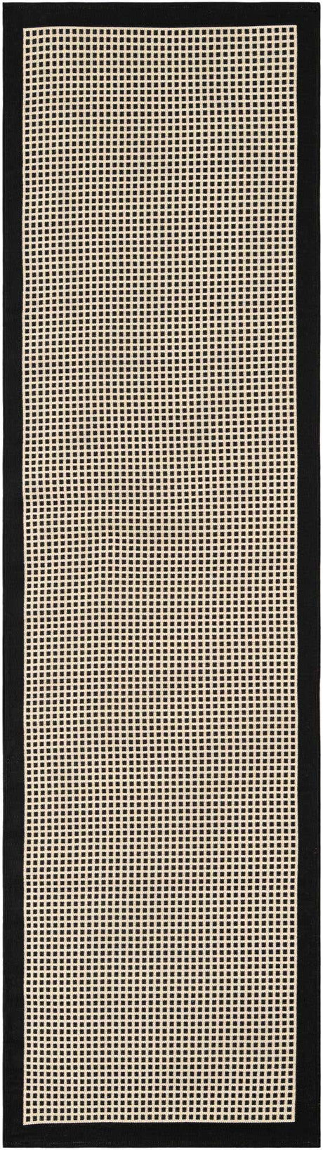 Black 3' x 10' Outdoor Border Runner Rug