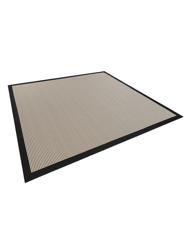 Black 10' x 10' Outdoor Border Square Area Rug Weather Resistant for Patio, Deck, Terrace, Balcony, Porch 100% Polypropylene Classic Bordered Carpet for Sale at Rug Engine