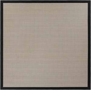 Black 10' x 10' Outdoor Border Square Area Rug Weather Resistant for Patio, Deck, Terrace, Balcony, Porch 100% Polypropylene Classic Bordered Carpet for Sale at Rug Engine