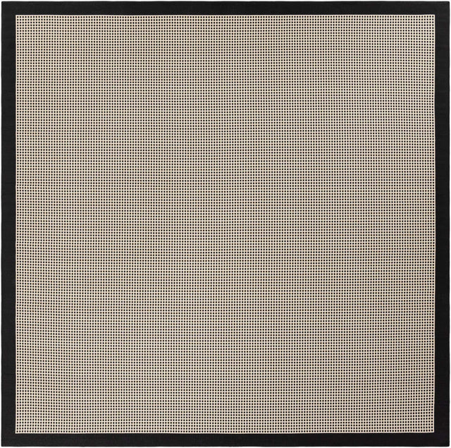 Black 10' x 10' Outdoor Border Square Area Rug Weather Resistant for Patio, Deck, Terrace, Balcony, Porch 100% Polypropylene Classic Bordered Carpet for Sale at Rug Engine