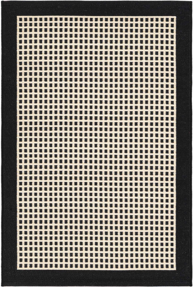 Black 2' x 3' 1 Outdoor Border Rectangle Area Rug Weather Resistant for Patio, Deck, Terrace, Balcony, Porch 100% Polypropylene Classic Bordered Carpet for Sale at Rug Engine