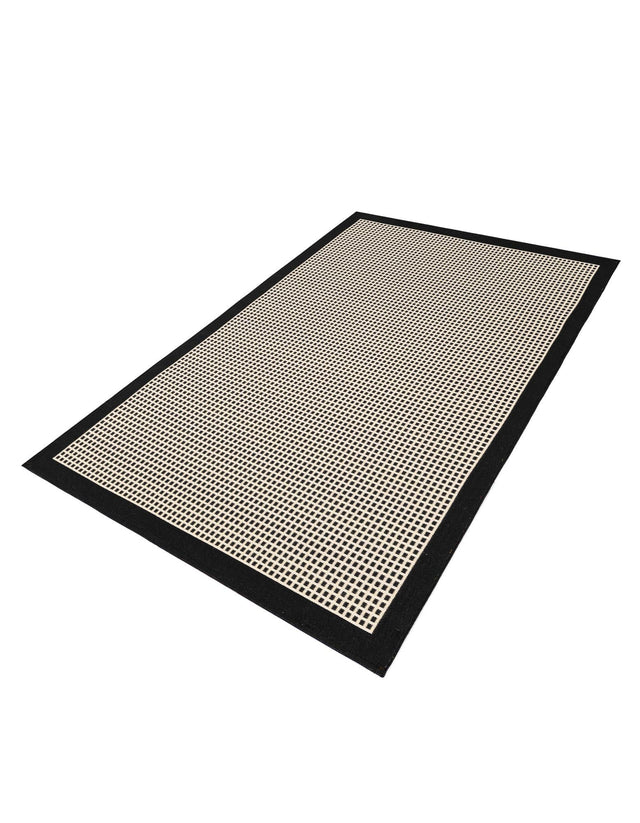 Black 4' 1 x 6' 1 Outdoor Border Rectangle Area Rug Weather Resistant for Patio, Deck, Terrace, Balcony, Porch 100% Polypropylene Classic Bordered Carpet for Sale at Rug Engine
