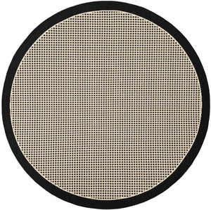 Black 5' 1 x 5' 1 Outdoor Border Round Area Rug Weather Resistant for Patio, Deck, Terrace, Balcony, Porch 100% Polypropylene Classic Bordered Carpet for Sale at Rug Engine