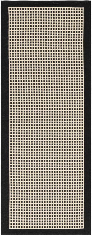 Black 2' x 5' 1 Outdoor Border Runner Area Rug Weather Resistant for Patio, Deck, Terrace, Balcony, Porch 100% Polypropylene Classic Bordered Carpet for Sale at Rug Engine