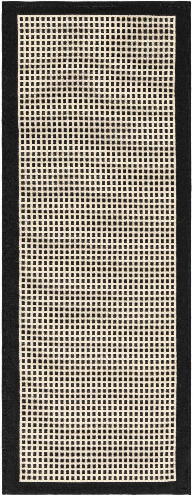 Black 2' x 5' 1 Outdoor Border Runner Area Rug Weather Resistant for Patio, Deck, Terrace, Balcony, Porch 100% Polypropylene Classic Bordered Carpet for Sale at Rug Engine