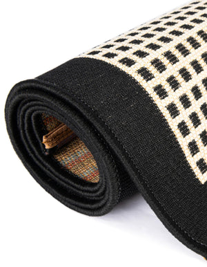 Black 4' 1 x 6' 1 Outdoor Border Rectangle Area Rug Weather Resistant for Patio, Deck, Terrace, Balcony, Porch 100% Polypropylene Classic Bordered Carpet for Sale at Rug Engine