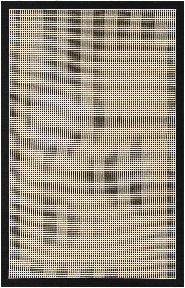 Black 5' 1 x 8' Outdoor Border Rectangle Area Rug Weather Resistant for Patio, Deck, Terrace, Balcony, Porch 100% Polypropylene Classic Bordered Carpet for Sale at Rug Engine