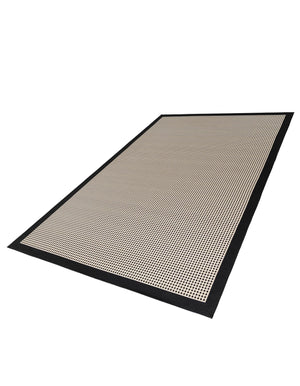 Black 6' 1 x 9' Outdoor Border Rectangle Area Rug Weather Resistant for Patio, Deck, Terrace, Balcony, Porch 100% Polypropylene Classic Bordered Carpet for Sale at Rug Engine
