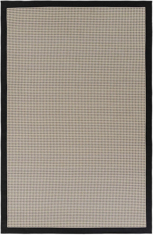 Black 6' 1 x 9' Outdoor Border Rectangle Area Rug Weather Resistant for Patio, Deck, Terrace, Balcony, Porch 100% Polypropylene Classic Bordered Carpet for Sale at Rug Engine