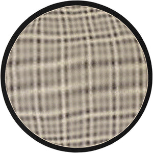 Black 7' 10 x 7' 10 Outdoor Border Round Area Rug Weather Resistant for Patio, Deck, Terrace, Balcony, Porch 100% Polypropylene Classic Bordered Carpet for Sale at Rug Engine
