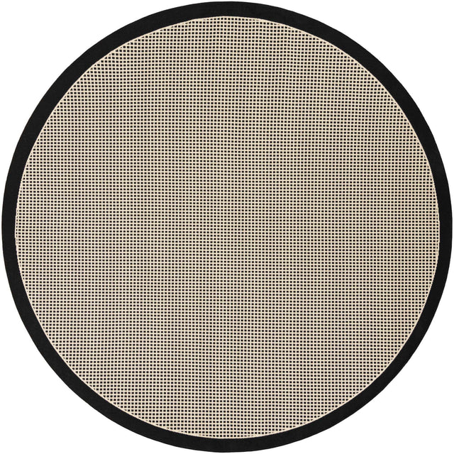 Black 7' 10 x 7' 10 Outdoor Border Round Area Rug Weather Resistant for Patio, Deck, Terrace, Balcony, Porch 100% Polypropylene Classic Bordered Carpet for Sale at Rug Engine