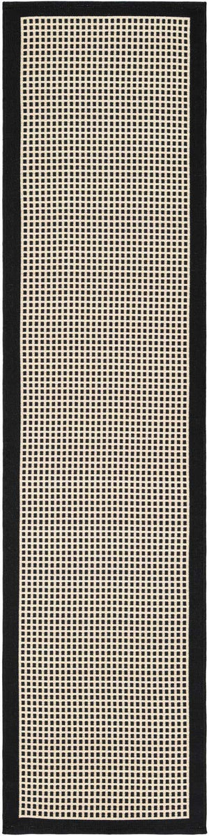 Black 2' x 8' Outdoor Border Runner Area Rug Weather Resistant for Patio, Deck, Terrace, Balcony, Porch 100% Polypropylene Classic Bordered Carpet for Sale at Rug Engine