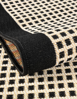Black 10' x 10' Outdoor Border Square Area Rug Weather Resistant for Patio, Deck, Terrace, Balcony, Porch 100% Polypropylene Classic Bordered Carpet for Sale at Rug Engine
