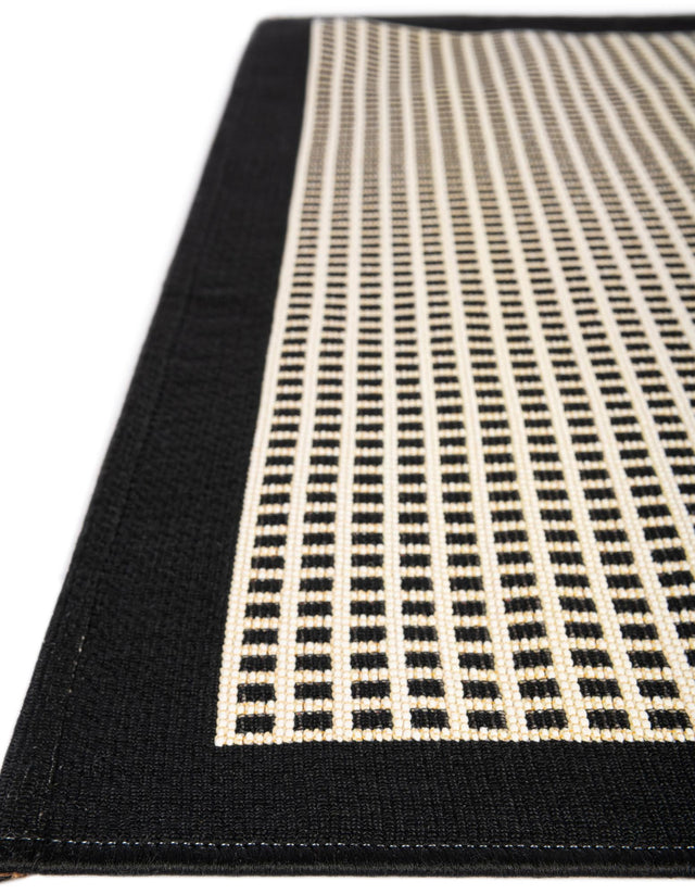 Black 10' x 10' Outdoor Border Square Area Rug Weather Resistant for Patio, Deck, Terrace, Balcony, Porch 100% Polypropylene Classic Bordered Carpet for Sale at Rug Engine