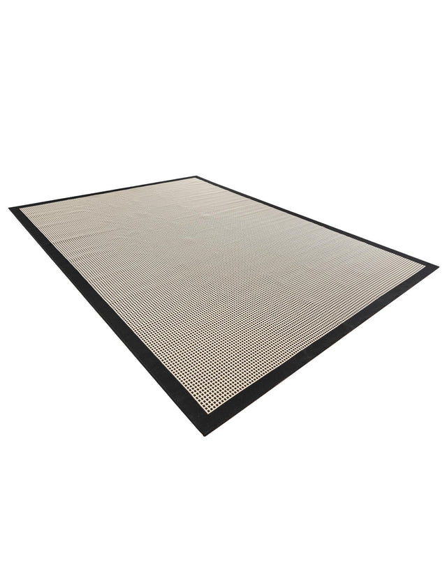 Black 9' x 12' Outdoor Border Rectangle Area Rug Weather Resistant for Patio, Deck, Terrace, Balcony, Porch 100% Polypropylene Classic Bordered Carpet for Sale at Rug Engine