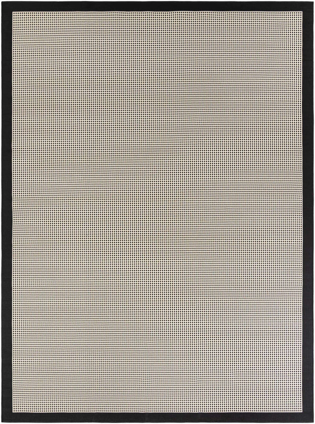 Black 9' x 12' Outdoor Border Rectangle Area Rug Weather Resistant for Patio, Deck, Terrace, Balcony, Porch 100% Polypropylene Classic Bordered Carpet for Sale at Rug Engine