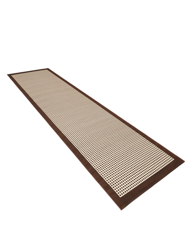 Brown 2' 7 x 10' Outdoor Border Runner Area Rug Weather Resistant for Patio, Deck, Terrace, Balcony, Porch 100% Polypropylene Classic Bordered Carpet for Sale at Rug Engine