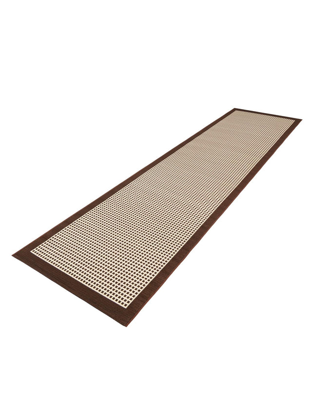 Brown 2' 7 x 10' Outdoor Border Runner Area Rug Weather Resistant for Patio, Deck, Terrace, Balcony, Porch 100% Polypropylene Classic Bordered Carpet for Sale at Rug Engine