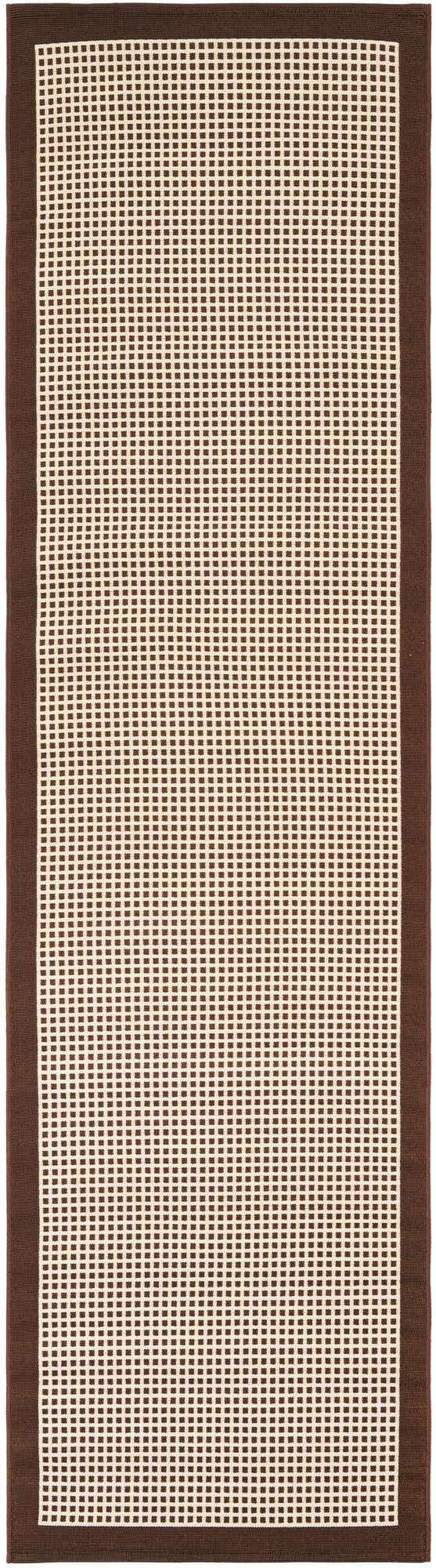 Brown 2' 7 x 10' Outdoor Border Runner Area Rug Weather Resistant for Patio, Deck, Terrace, Balcony, Porch 100% Polypropylene Classic Bordered Carpet for Sale at Rug Engine