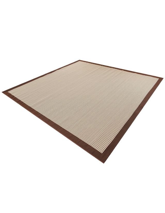 Brown 10' x 10' Outdoor Border Square Area Rug Weather Resistant for Patio, Deck, Terrace, Balcony, Porch 100% Polypropylene Classic Bordered Carpet for Sale at Rug Engine