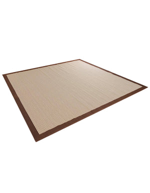 Brown 10' x 10' Outdoor Border Square Area Rug Weather Resistant for Patio, Deck, Terrace, Balcony, Porch 100% Polypropylene Classic Bordered Carpet for Sale at Rug Engine