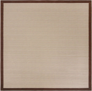 Brown 10' x 10' Outdoor Border Square Area Rug Weather Resistant for Patio, Deck, Terrace, Balcony, Porch 100% Polypropylene Classic Bordered Carpet for Sale at Rug Engine