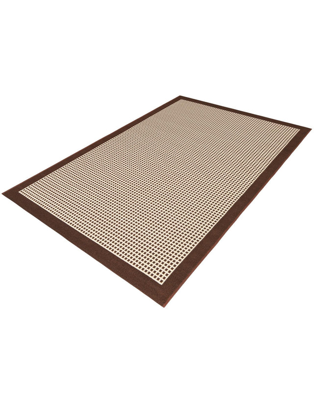 Brown 4' 1 x 6' 1 Outdoor Border Rectangle Area Rug Weather Resistant for Patio, Deck, Terrace, Balcony, Porch 100% Polypropylene Classic Bordered Carpet for Sale at Rug Engine
