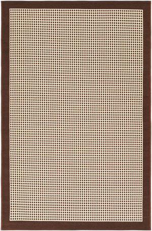 Brown 4' 1 x 6' 1 Outdoor Border Rectangle Area Rug Weather Resistant for Patio, Deck, Terrace, Balcony, Porch 100% Polypropylene Classic Bordered Carpet for Sale at Rug Engine