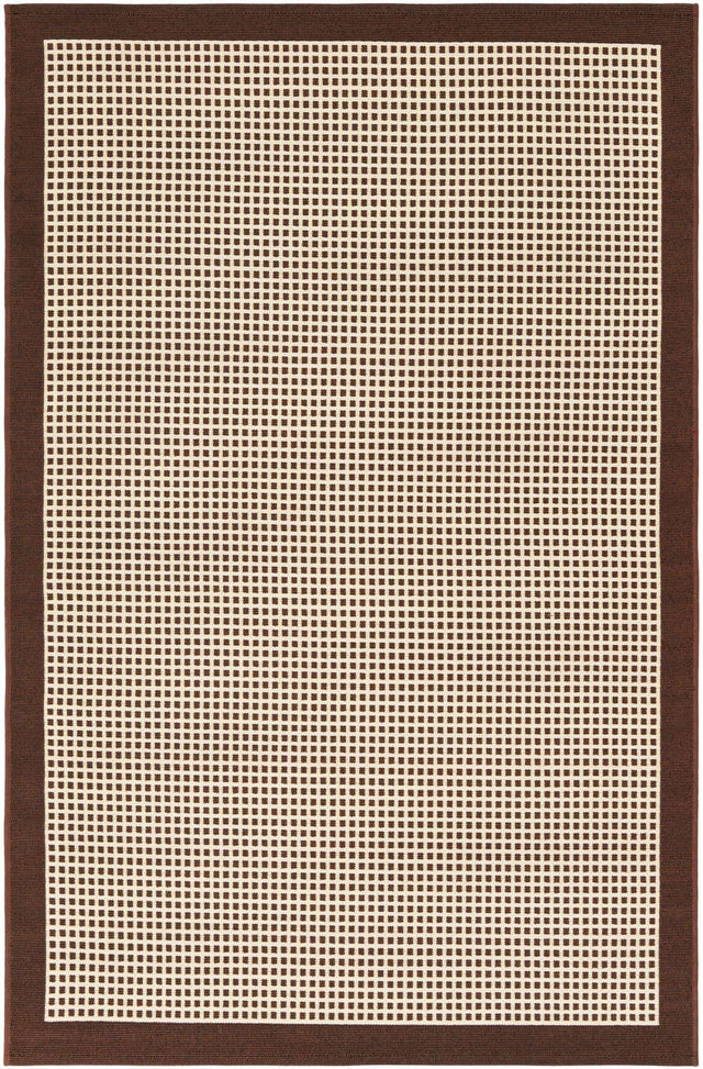 Brown 4' 1 x 6' 1 Outdoor Border Rectangle Area Rug Weather Resistant for Patio, Deck, Terrace, Balcony, Porch 100% Polypropylene Classic Bordered Carpet for Sale at Rug Engine