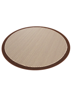 Brown 5' 1 x 5' 1 Outdoor Border Round Area Rug Weather Resistant for Patio, Deck, Terrace, Balcony, Porch 100% Polypropylene Classic Bordered Carpet for Sale at Rug Engine