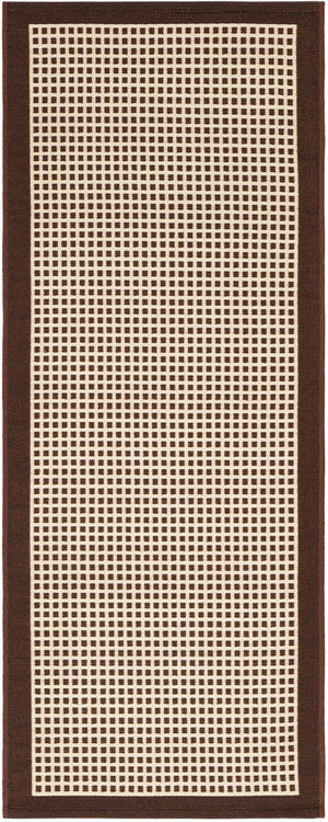 Brown 2' x 5' 1 Outdoor Border Runner Area Rug Weather Resistant for Patio, Deck, Terrace, Balcony, Porch 100% Polypropylene Classic Bordered Carpet for Sale at Rug Engine