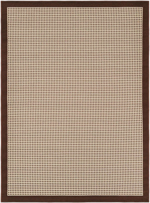 Brown 5' 1 x 7' 1 Outdoor Border Rectangle Area Rug Weather Resistant for Patio, Deck, Terrace, Balcony, Porch 100% Polypropylene Classic Bordered Carpet for Sale at Rug Engine