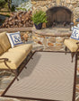 Brown 9' x 12' Outdoor Border Rectangle Area Rug Weather Resistant for Patio, Deck, Terrace, Balcony, Porch 100% Polypropylene Classic Bordered Carpet for Sale at Rug Engine