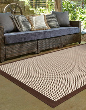 Brown 2' x 3' 1 Outdoor Border Rectangle Area Rug Weather Resistant for Patio, Deck, Terrace, Balcony, Porch 100% Polypropylene Classic Bordered Carpet for Sale at Rug Engine