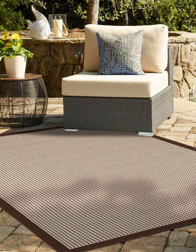 Brown 2' x 3' 1 Outdoor Border Rectangle Area Rug Weather Resistant for Patio, Deck, Terrace, Balcony, Porch 100% Polypropylene Classic Bordered Carpet for Sale at Rug Engine