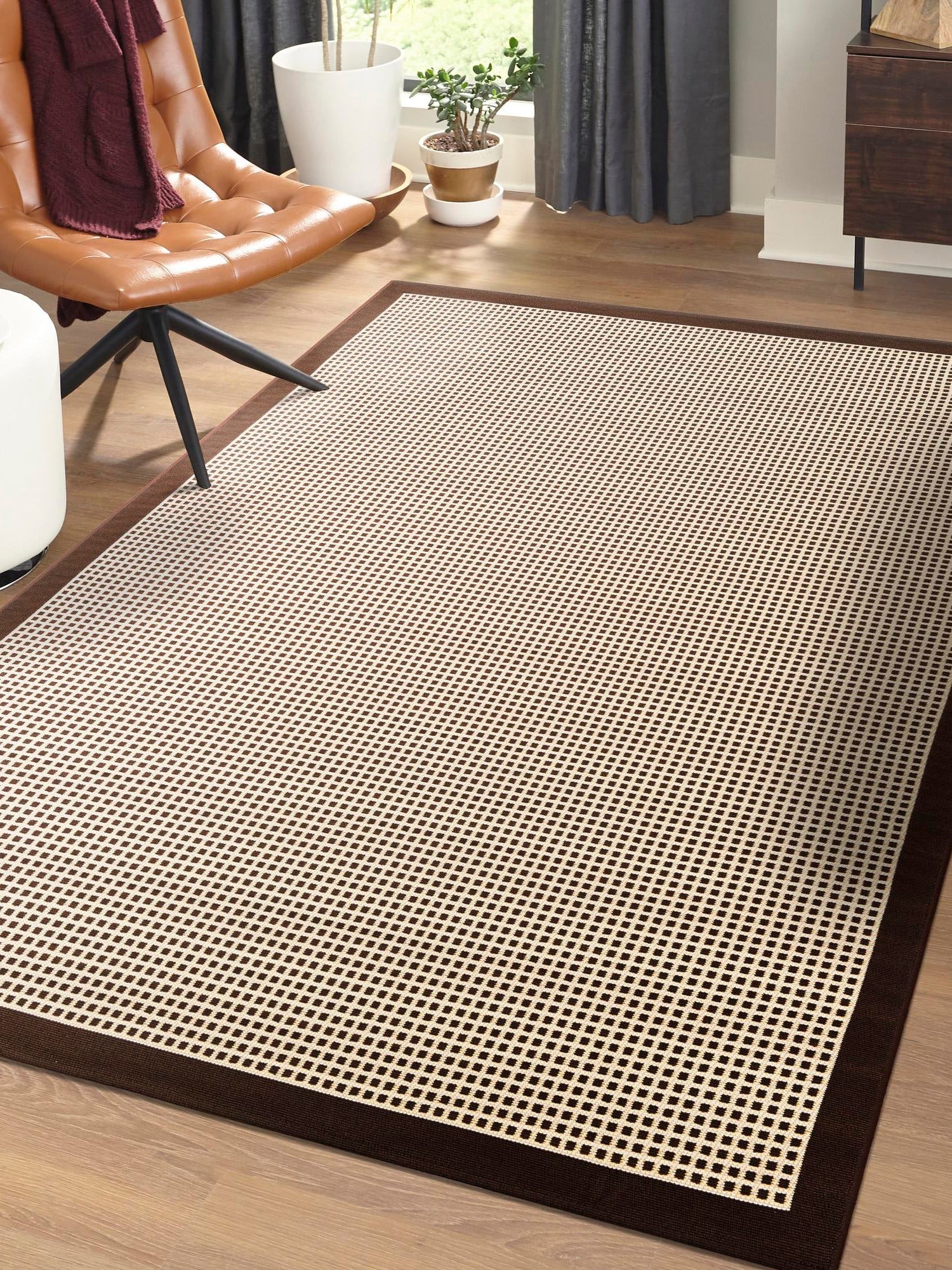 Brown 2' x 3' 1 Outdoor Border Rectangle Area Rug Weather Resistant for Patio, Deck, Terrace, Balcony, Porch 100% Polypropylene Classic Bordered Carpet for Sale at Rug Engine