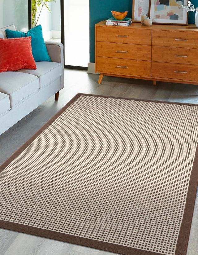 Brown 2' x 3' 1 Outdoor Border Rectangle Area Rug Weather Resistant for Patio, Deck, Terrace, Balcony, Porch 100% Polypropylene Classic Bordered Carpet for Sale at Rug Engine