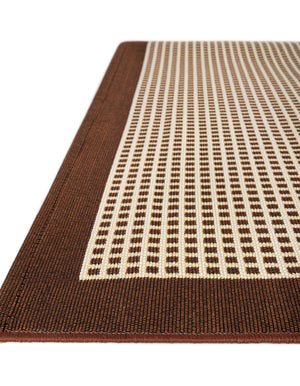 Brown 6' 1 x 9' Outdoor Border Rectangle Area Rug Weather Resistant for Patio, Deck, Terrace, Balcony, Porch 100% Polypropylene Classic Bordered Carpet for Sale at Rug Engine