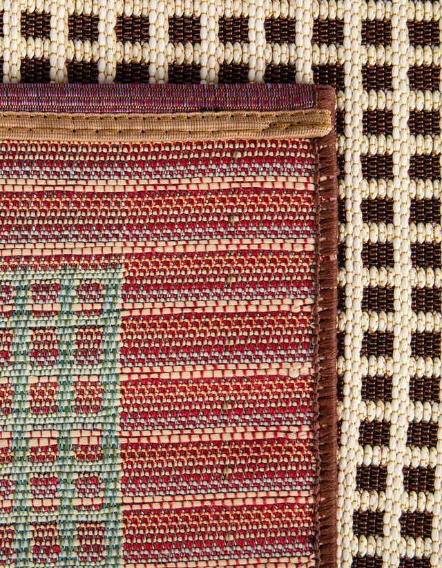 Brown 5' 1 x 7' 1 Outdoor Border Rectangle Area Rug Weather Resistant for Patio, Deck, Terrace, Balcony, Porch 100% Polypropylene Classic Bordered Carpet for Sale at Rug Engine