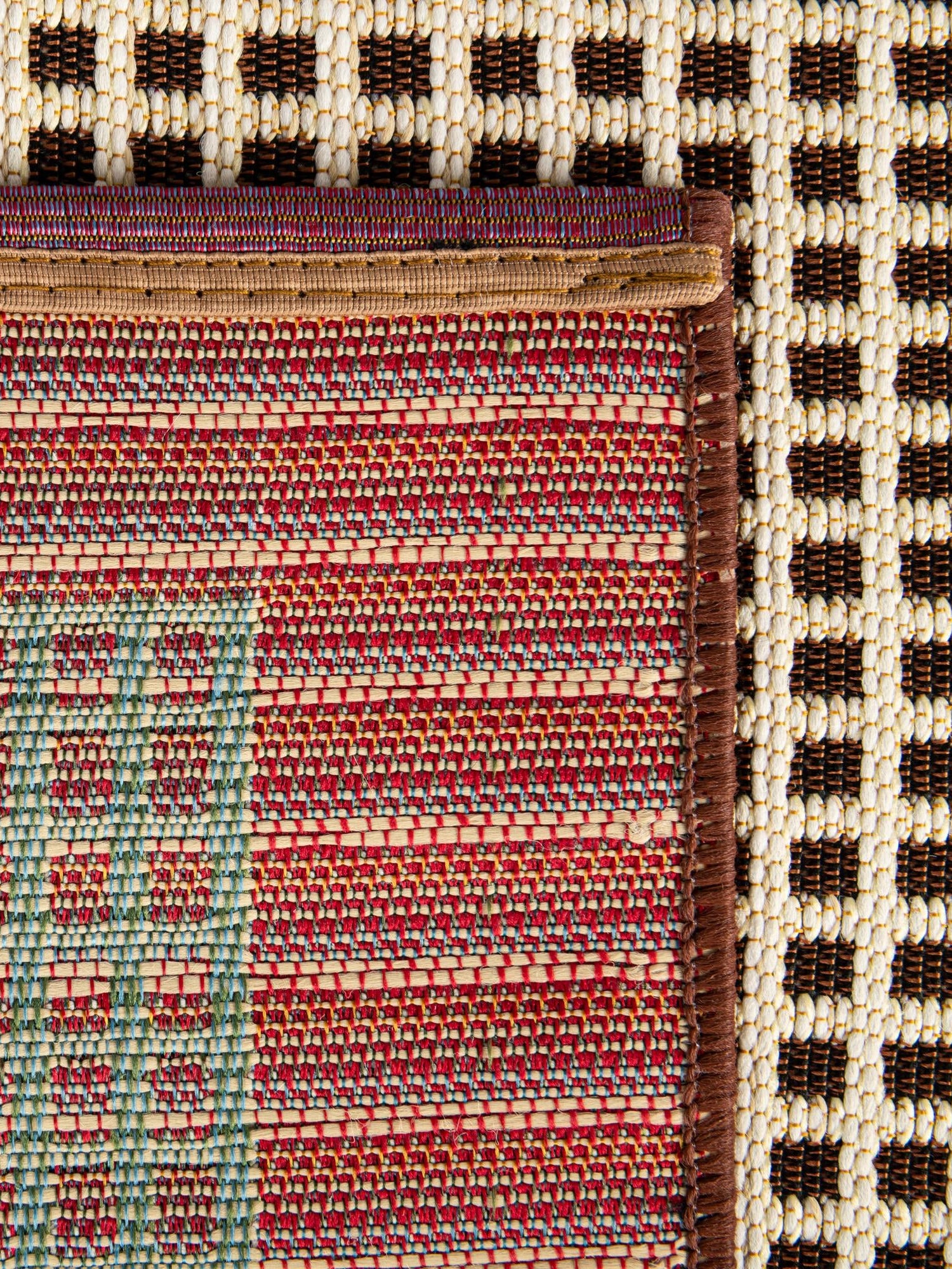 Brown 4' 1 x 6' 1 Outdoor Border Rectangle Area Rug Weather Resistant for Patio, Deck, Terrace, Balcony, Porch 100% Polypropylene Classic Bordered Carpet for Sale at Rug Engine