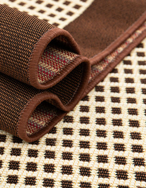 Brown 2' x 3' 1 Outdoor Border Rectangle Area Rug Weather Resistant for Patio, Deck, Terrace, Balcony, Porch 100% Polypropylene Classic Bordered Carpet for Sale at Rug Engine
