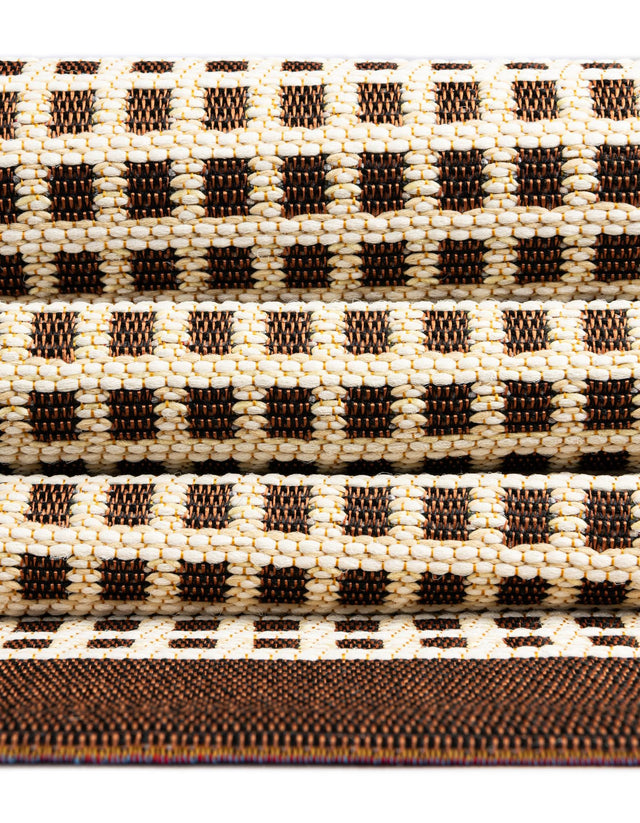 Brown 5' 1 x 7' 1 Outdoor Border Rectangle Area Rug Weather Resistant for Patio, Deck, Terrace, Balcony, Porch 100% Polypropylene Classic Bordered Carpet for Sale at Rug Engine
