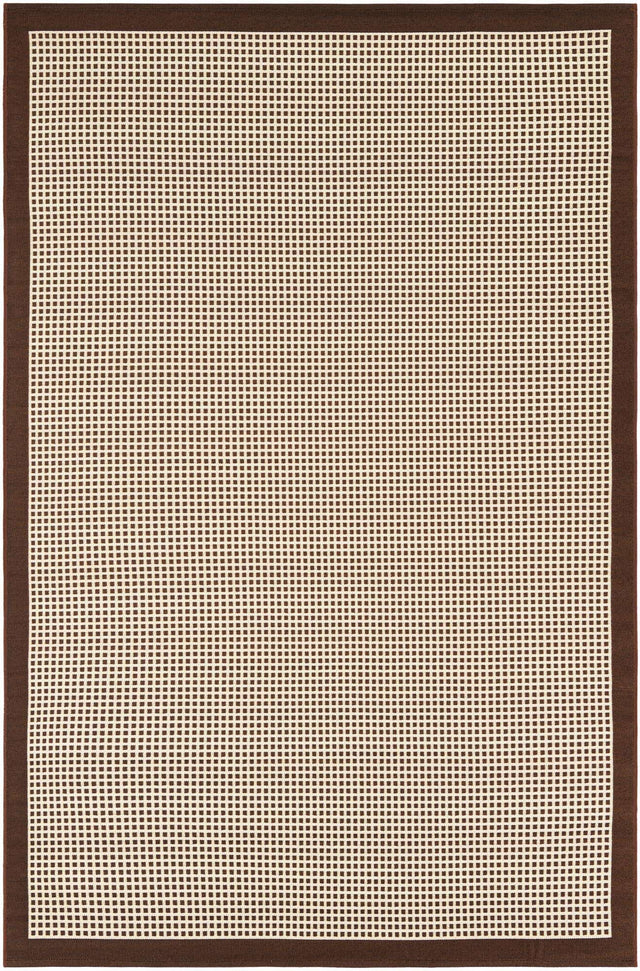 Brown 5' 1 x 8' Outdoor Border Rectangle Area Rug Weather Resistant for Patio, Deck, Terrace, Balcony, Porch 100% Polypropylene Classic Bordered Carpet for Sale at Rug Engine